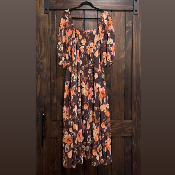Orange/Brown Floral Dress - Picture 1 of 1